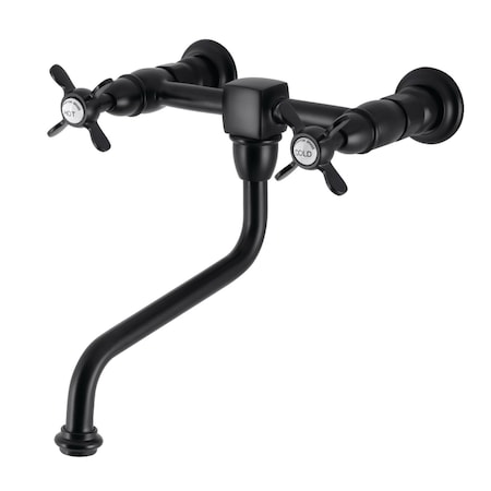 Kingston Brass KS1210BEX Wall Mount Bathroom Faucet, Matte Black KS1210BEX